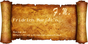 Fridrich Marián névjegykártya